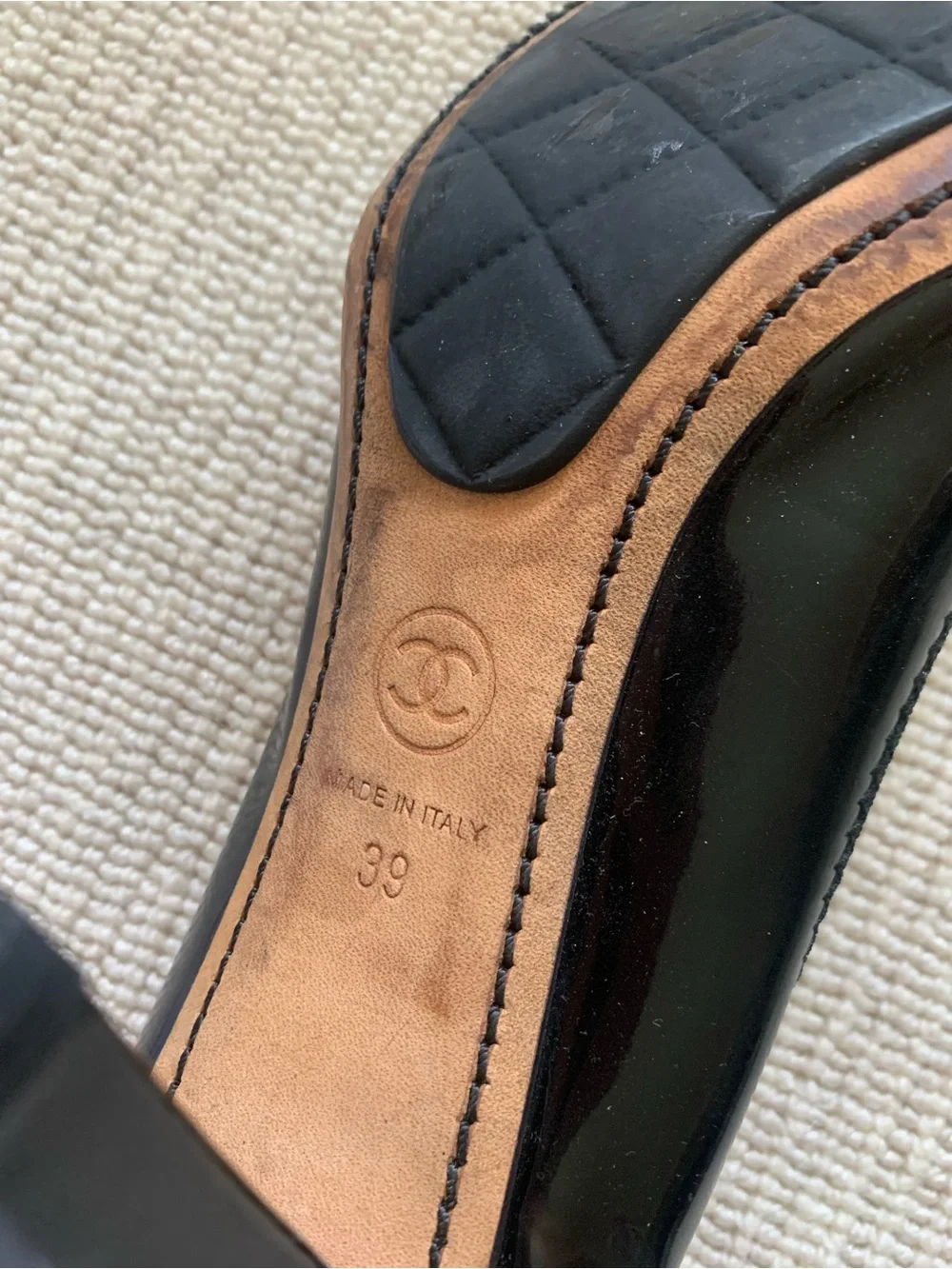 CHANEL Black Patent Leather Stretch Spirit Pumps 39 8.5